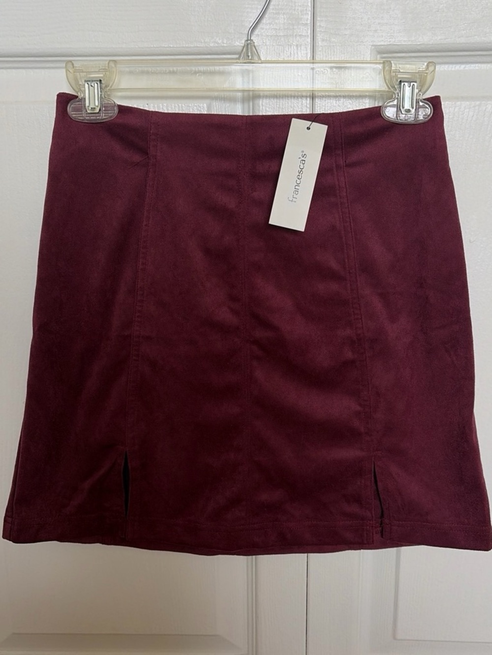 Francesca's Collections Burgundy Suede-Look Mini Skirt